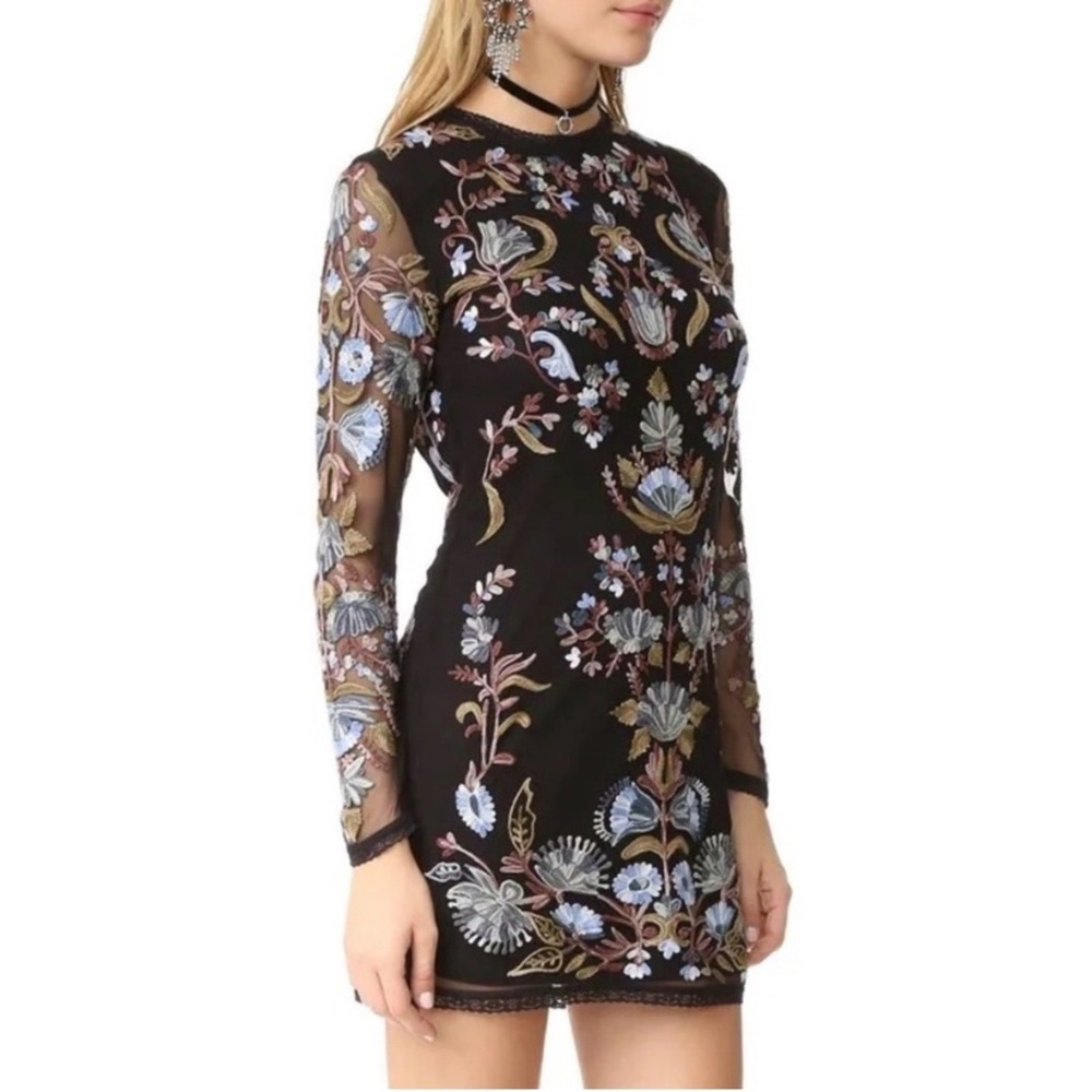 Free People Royal Embroidered Bodycon Mini Dress New With Tag Size 12
